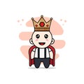 Cute geek boy character wearing king costume