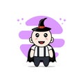 Cute geek boy character wearing witch costume Royalty Free Stock Photo