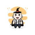 Cute geek boy character wearing witch costume Royalty Free Stock Photo