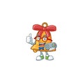 Cute geek gamer christmas bell cartoon character style