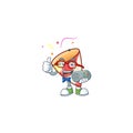 Cute geek gamer exploding confetti cartoon character style