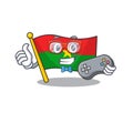 Cute geek gamer flag burkina faso cartoon character style