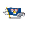 Cute geek gamer flag kosovo cartoon character style