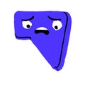 Cute geometric face, emoji with message shape, form. Sad geometry character with upset emotions, worried facial