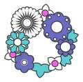 Cute geometric flower decorative wreath vector illustration.