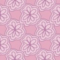 Cute geometric pink lace floral endless wallpaper. Line art flower seamless pattern Royalty Free Stock Photo