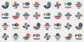 Cute geometric seamless marine theme pattern. Decorative modern repeating pattern with sea birds, fishes, waves.