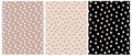 Cute Geometric Seamless Vector Patterns with Hand Drawn Dots and Stripes. Royalty Free Stock Photo