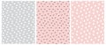 Cute Geometric Seamless Vector Patterns with Hand Drawn Dots and Stripes. Royalty Free Stock Photo