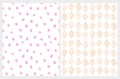 Cute Geometric Seamless Vector Patterns.Watercolor Style Irregular Repeatable Design. Royalty Free Stock Photo