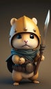 Cute Gerbil Animal Warrior 3D Game Model Generative AI