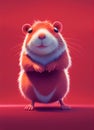 Cute gerbil in cartoon style on a pink background