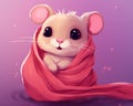 cute gerbil in cartoon style on a pink background.
