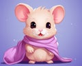 cute gerbil in cartoon style on a pink background.