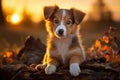 Cute german Shepherd puppy in nature, dog animal portrait, pets