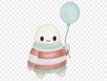 Cute ghost with balloon watercolor Halloween character vector Royalty Free Stock Photo