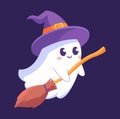 Cute ghost with broom