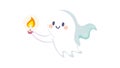 Cute Ghost with Burning Candle Flat Vector Illustration, vector design Generative AI Royalty Free Stock Photo