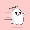 cute ghost cartoon flying hover with fast effect