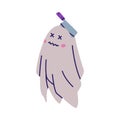 Cute Ghost Character as Flying Poltergeist Creature with Knife Blade in Head Vector Illustration