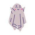 Cute Ghost Character Smiling as Flying Poltergeist Creature Vector Illustration