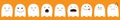 Cute ghost. Emoji icon set. Happy Halloween. Emoticons. Funny kawaii cartoon characters. Emotion collection. Happy, surprised, smi