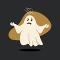 Cute ghost floating in the air. Isolated fashion vector illustration. The ghost is doing his household chores.