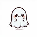 Cute Ghost Halloween isolated on white background, Clipart Sticker illustration Design 18