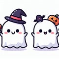 Cute Ghost Halloween isolated on white background, Clipart Sticker illustration Design 5