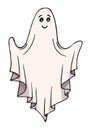 Cute ghost isolated, Halloween happy spirit with arms wide away for hugs