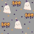 Cute Ghost seamless pattern, kids Halloween digital background.