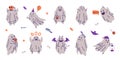 Cute Ghost Spooky Character and Flying Spirit Vector Set