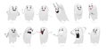 Cute ghosts with funny facial expressions