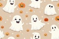 Cute Ghosts and Pumpkins Pattern Royalty Free Stock Photo