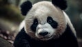 Cute giant panda in nature, close up, black and white fur generated by AI Royalty Free Stock Photo