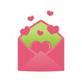 Cute Gift envelope present with flying hearts.
