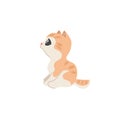 Cute ginger kitten sitting in wait pose. Cartoon domestic animals illustration.