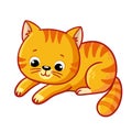 Cute ginger kitten on a white background. Vector illustration with a pet on a white background