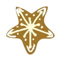 Cute gingerbread biscuit star with white decor