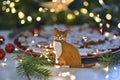 Cute gingerbread cat Christmas cookie