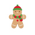 Chocolate Gingerbread Character with Red and Green Scarf Royalty Free Stock Photo