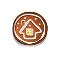 Cute gingerbread cookies for christmas with a winter house. Isolated on white background. Vector illustration Royalty Free Stock Photo