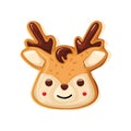 Cute gingerbread deer for christmas. Vector illustration