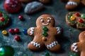 Gingerbread man christmas cookies. Generative AI Royalty Free Stock Photo