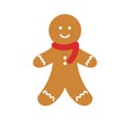 Cute gingerbread man in scarf icon Royalty Free Stock Photo