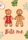 Cute gingerbread people Christmas card