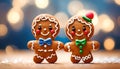 Cute gingerbread people with copy space Royalty Free Stock Photo