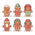 Cute Gingerbread People Illustration