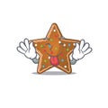 Cute gingerbread star cartoon mascot style with Tongue out