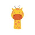 Cute Giraffe. Animal Kawaii Character. Funny Little Giraffe Face. Vector Hand Drawn Illustration Isolated On White